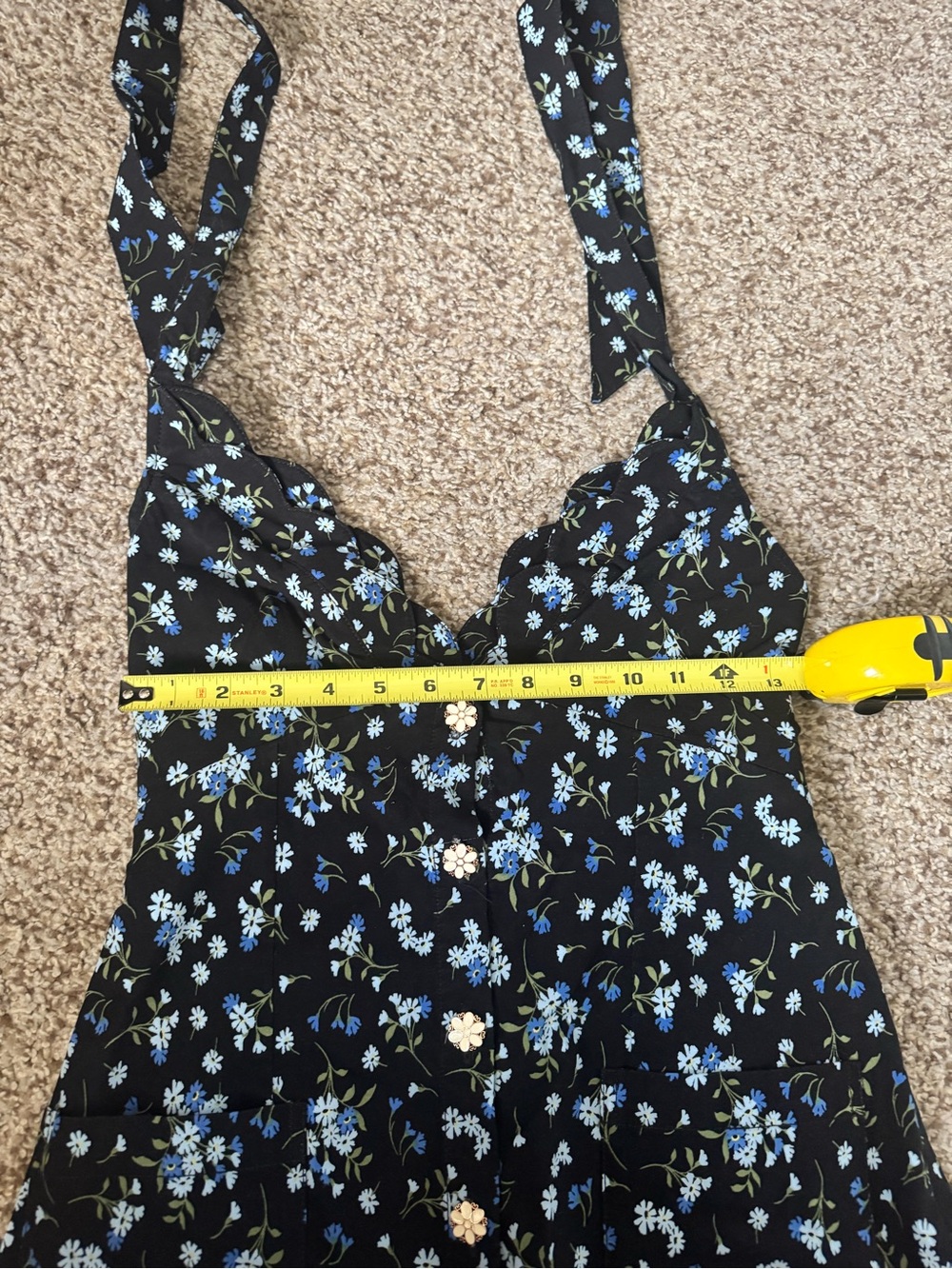 Anthropologie Maeve Halter V-Neck Scallop Mini Dress - Picture 8 of 9